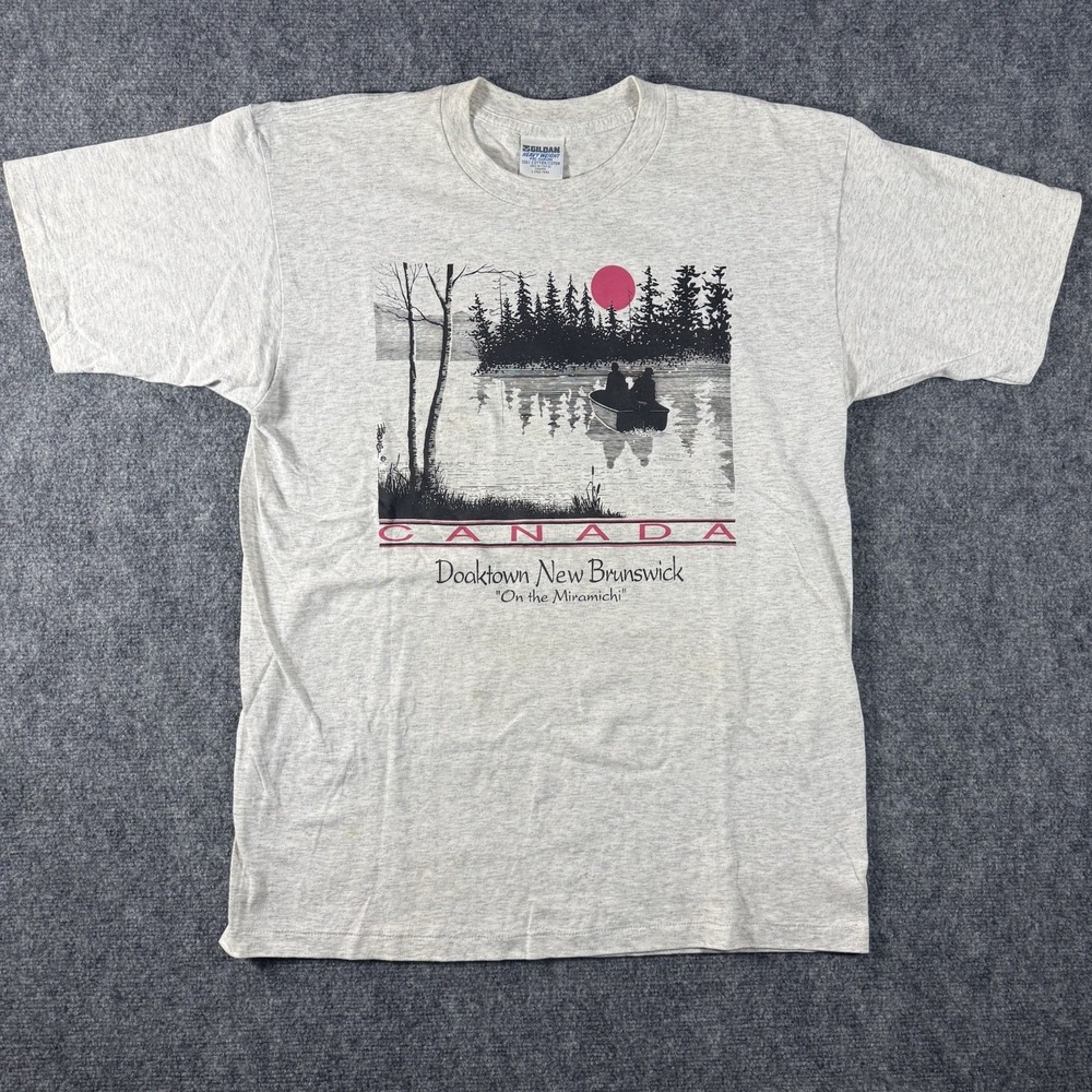 Vintage Single Stitch Men's T Shirt Canada Graphic Short Sleeve Crew Neck Large